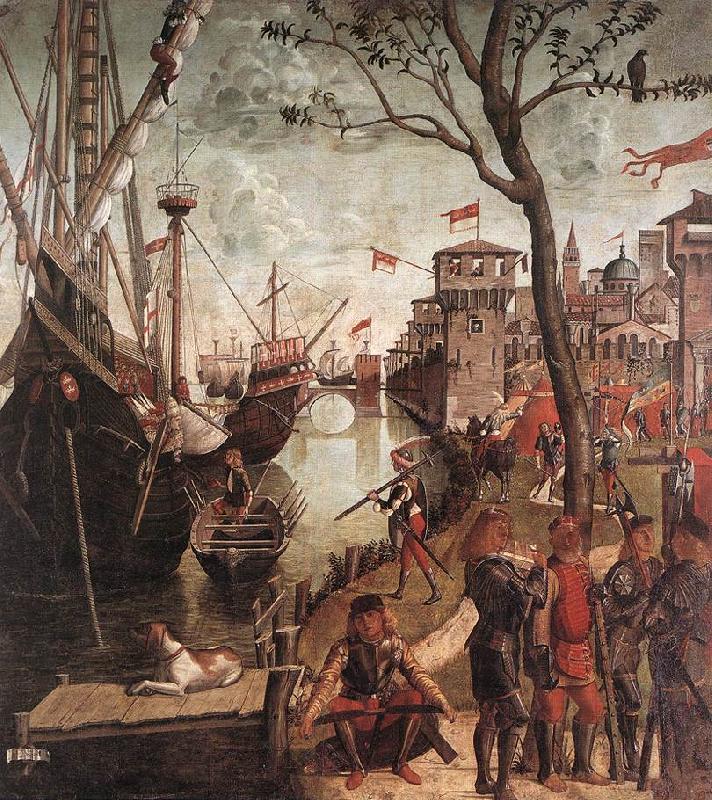 CARPACCIO, Vittore The Arrival of the Pilgrims in Cologne d oil painting image